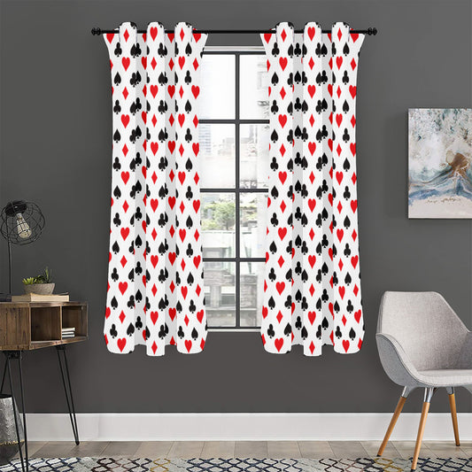 Playing Card Suits Pattern Print Curtain