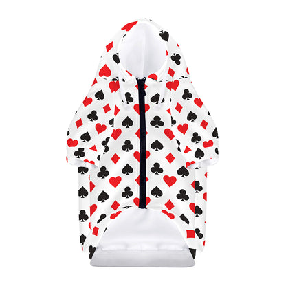 Playing Card Suits Pattern Print Dog Zip Up Hoodie