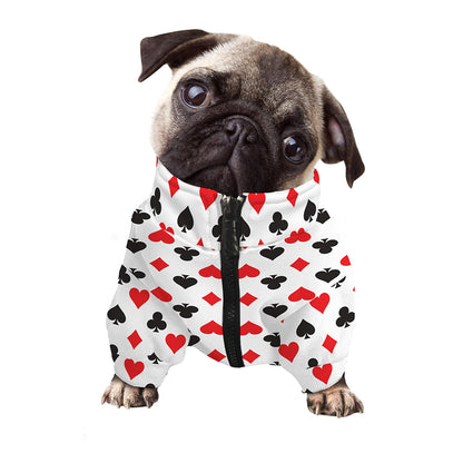 Playing Card Suits Pattern Print Dog Zip Up Jacket