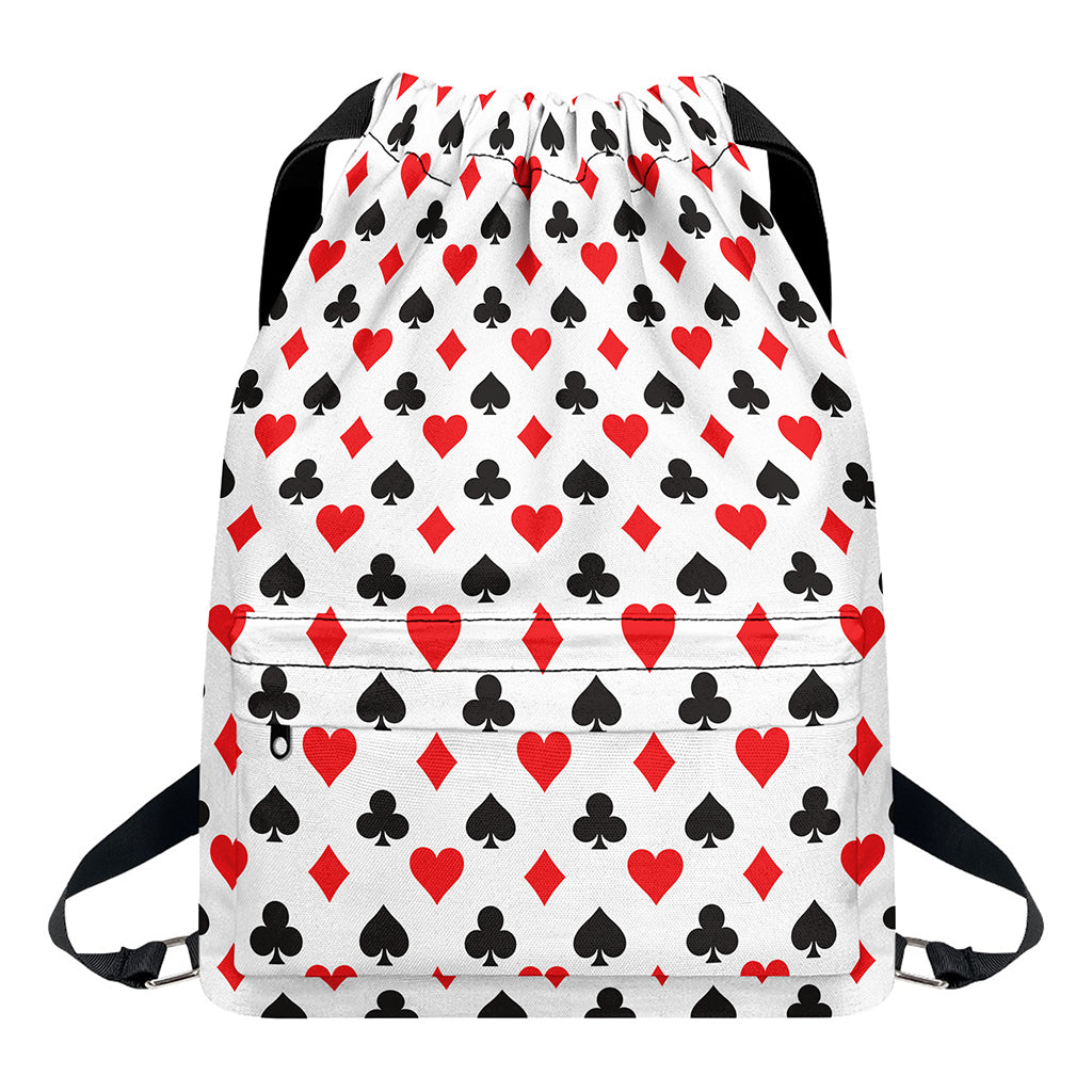 Playing Card Suits Pattern Print Drawstring Backpack