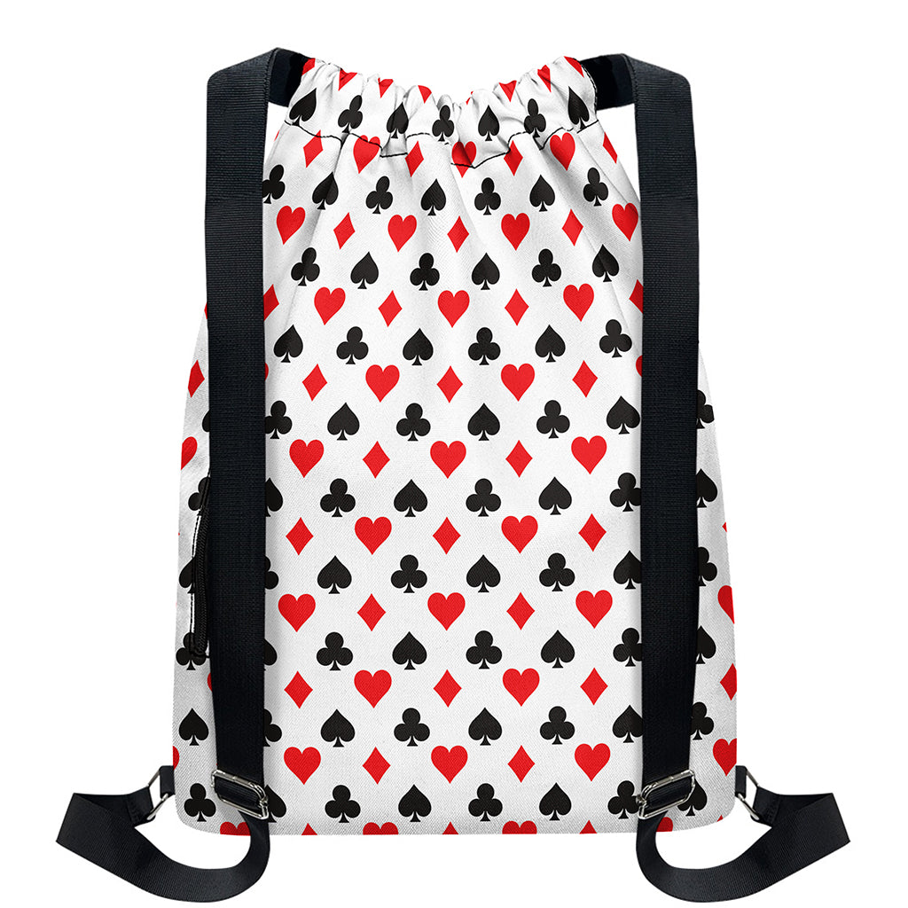 Playing Card Suits Pattern Print Drawstring Backpack