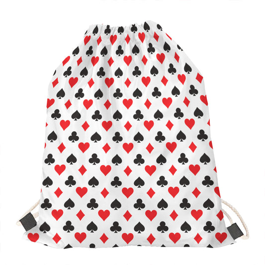 Playing Card Suits Pattern Print Drawstring Bag