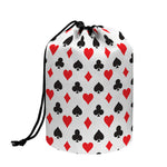 Playing Card Suits Pattern Print Drawstring Makeup Bag