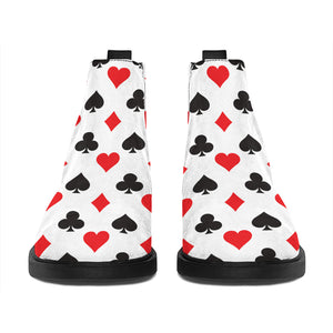 Playing Card Suits Pattern Print Flat Ankle Boots