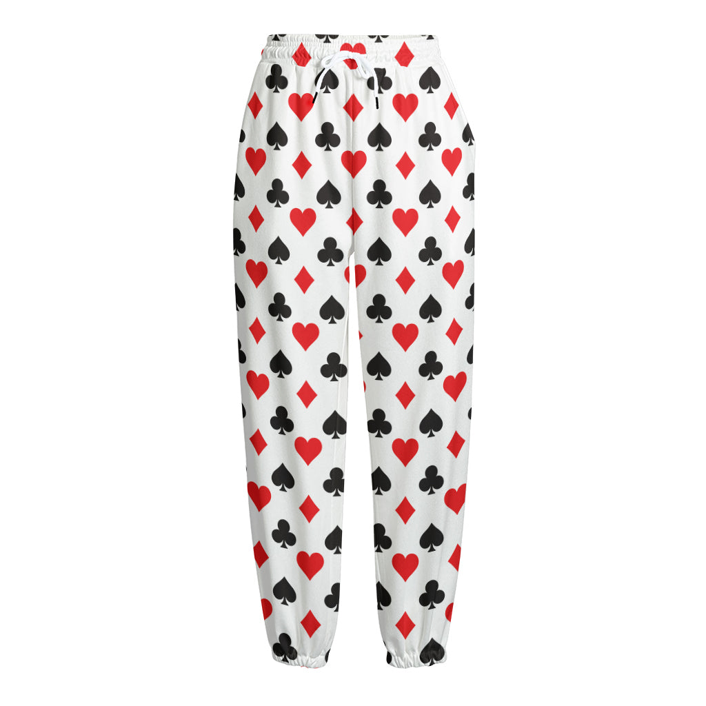 Playing Card Suits Pattern Print Fleece Lined Knit Pants