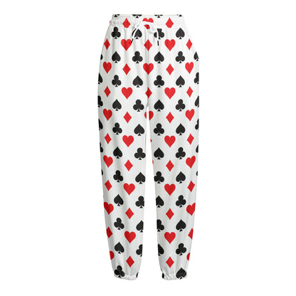 Playing Card Suits Pattern Print Fleece Lined Knit Pants