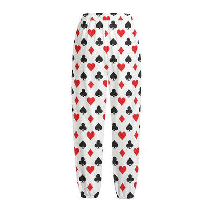 Playing Card Suits Pattern Print Fleece Lined Knit Pants