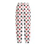 Playing Card Suits Pattern Print Fleece Lined Knit Pants