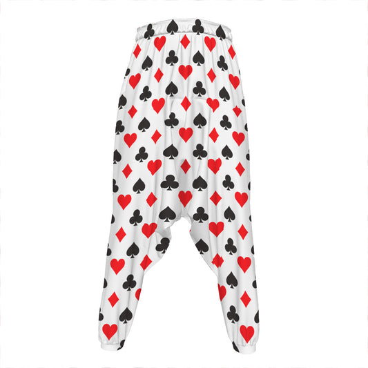 Playing Card Suits Pattern Print Hammer Pants