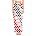 Playing Card Suits Pattern Print High Slit Maxi Skirt