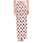 Playing Card Suits Pattern Print High Slit Maxi Skirt