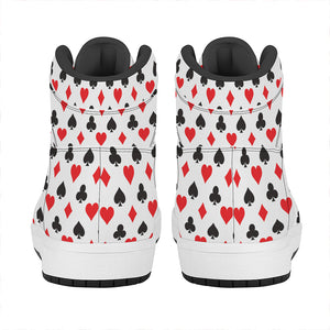 Playing Card Suits Pattern Print High Top Leather Sneakers