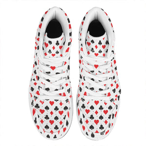 Playing Card Suits Pattern Print High Top Leather Sneakers