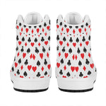 Playing Card Suits Pattern Print High Top Leather Sneakers