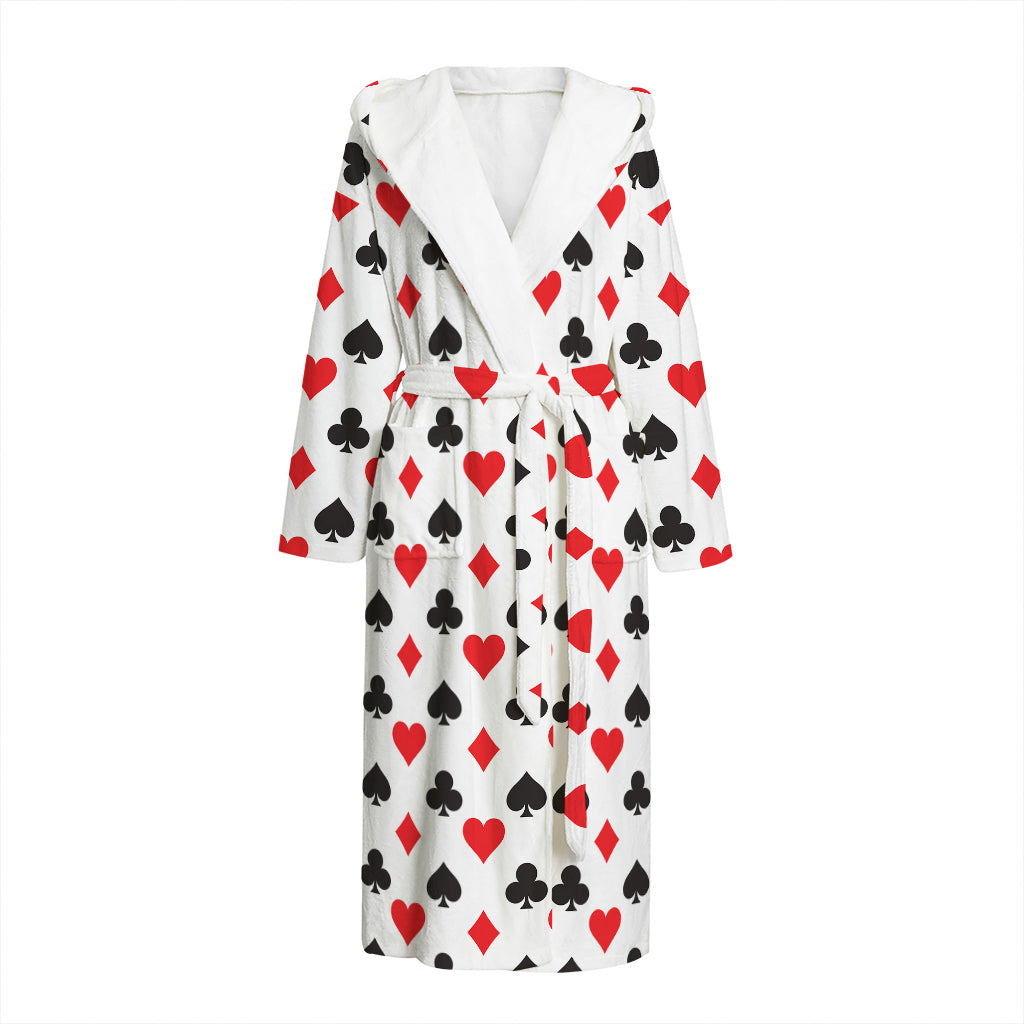 Playing Card Suits Pattern Print Hooded Bathrobe