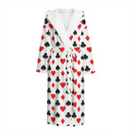 Playing Card Suits Pattern Print Hooded Bathrobe