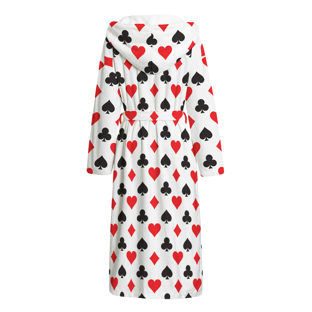 Playing Card Suits Pattern Print Hooded Bathrobe