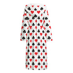 Playing Card Suits Pattern Print Hooded Bathrobe