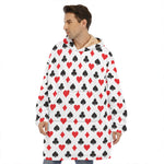 Playing Card Suits Pattern Print Hoodie Blanket