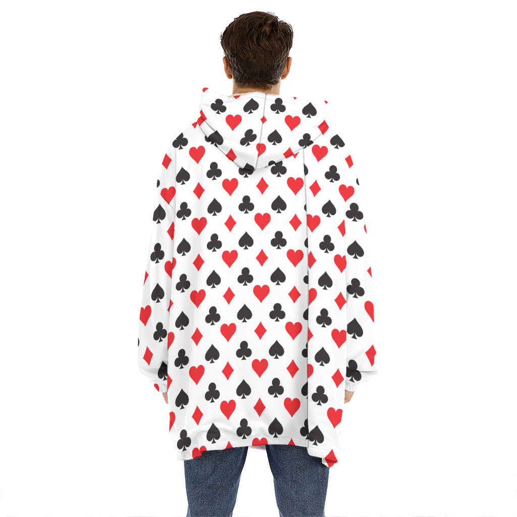 Playing Card Suits Pattern Print Hoodie Blanket
