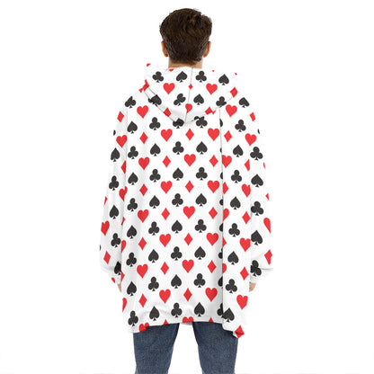Playing Card Suits Pattern Print Hoodie Blanket