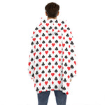 Playing Card Suits Pattern Print Hoodie Blanket