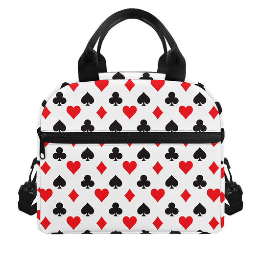 Playing Card Suits Pattern Print Insulated Lunch Bag