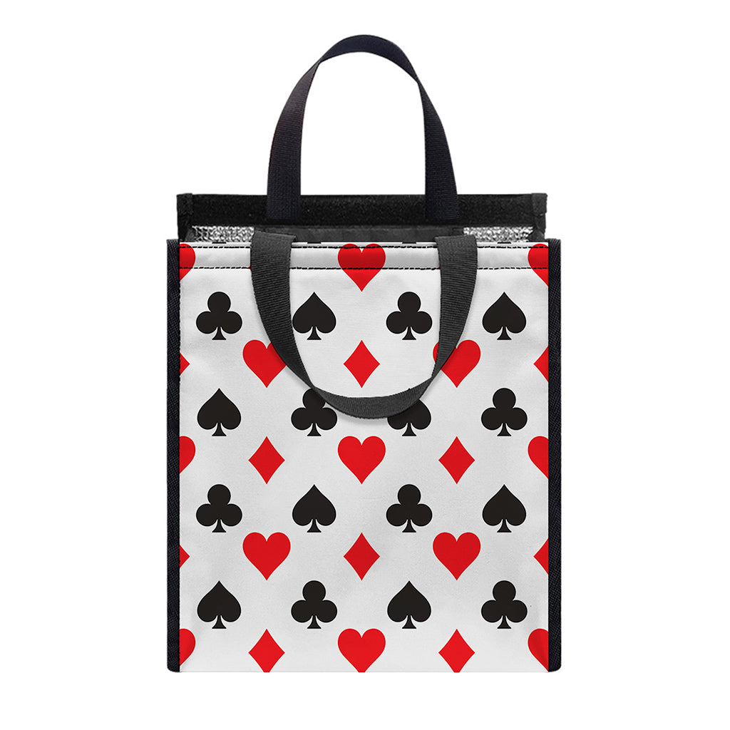Playing Card Suits Pattern Print Insulated Lunch Tote
