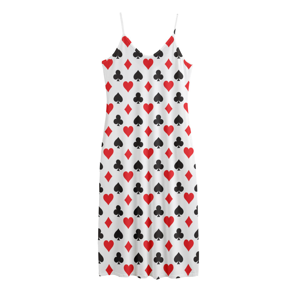 Playing Card Suits Pattern Print Jersey Midi Cami Dress