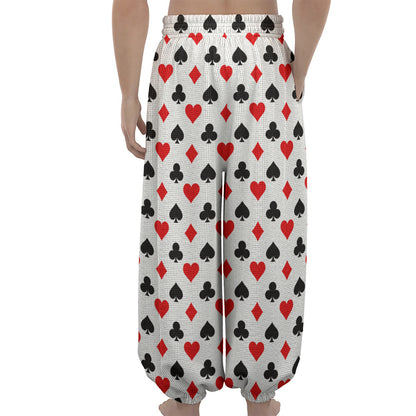Playing Card Suits Pattern Print Lantern Pants