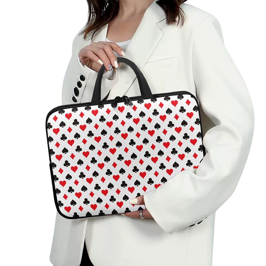 Playing Card Suits Pattern Print Laptop Sleeve With Handle