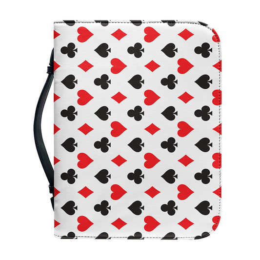 Playing Card Suits Pattern Print Leather Bible Cover
