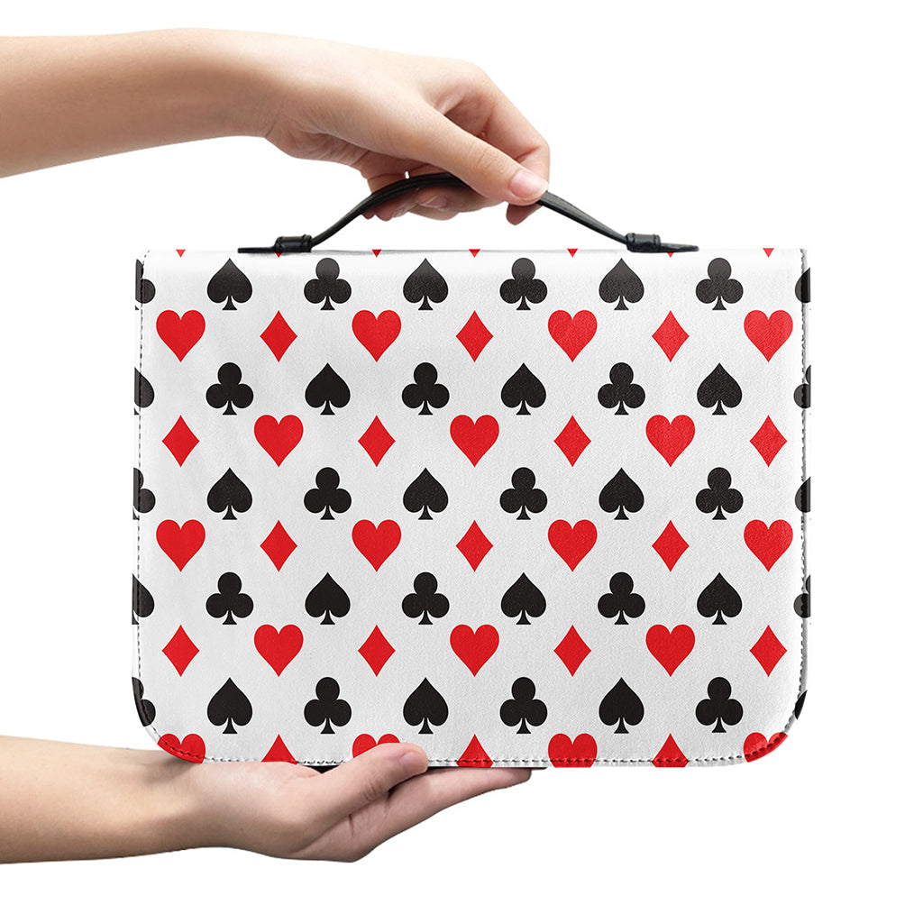 Playing Card Suits Pattern Print Leather Bible Cover