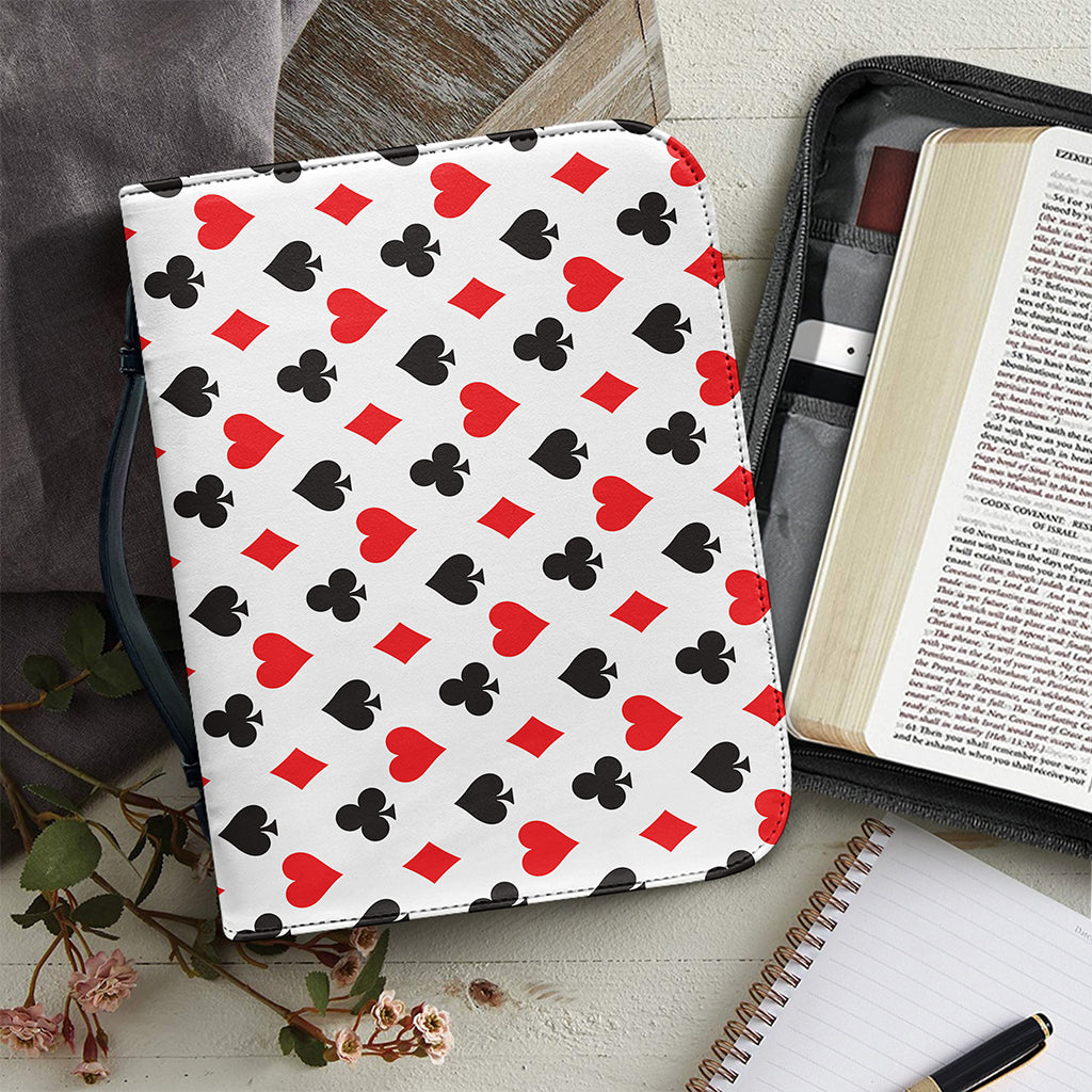 Playing Card Suits Pattern Print Leather Bible Cover