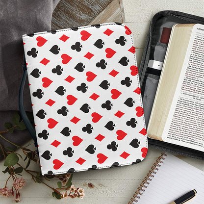 Playing Card Suits Pattern Print Leather Bible Cover