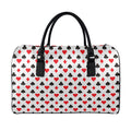 Playing Card Suits Pattern Print Leather Duffel Bag