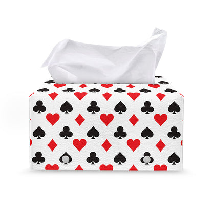 Playing Card Suits Pattern Print Leather Tissue Box Cover