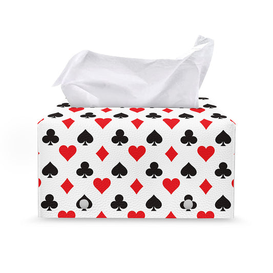 Playing Card Suits Pattern Print Leather Tissue Box Cover