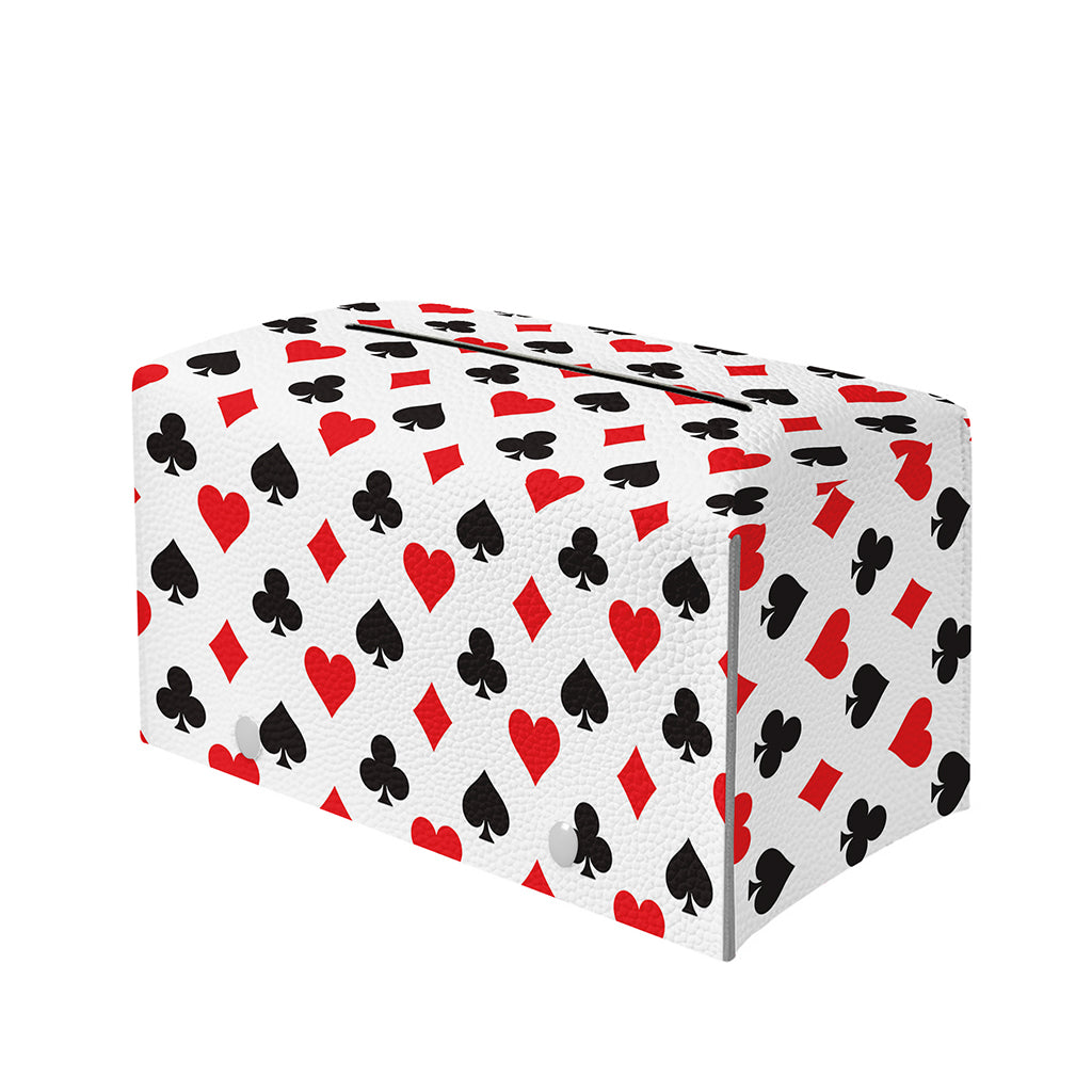 Playing Card Suits Pattern Print Leather Tissue Box Cover