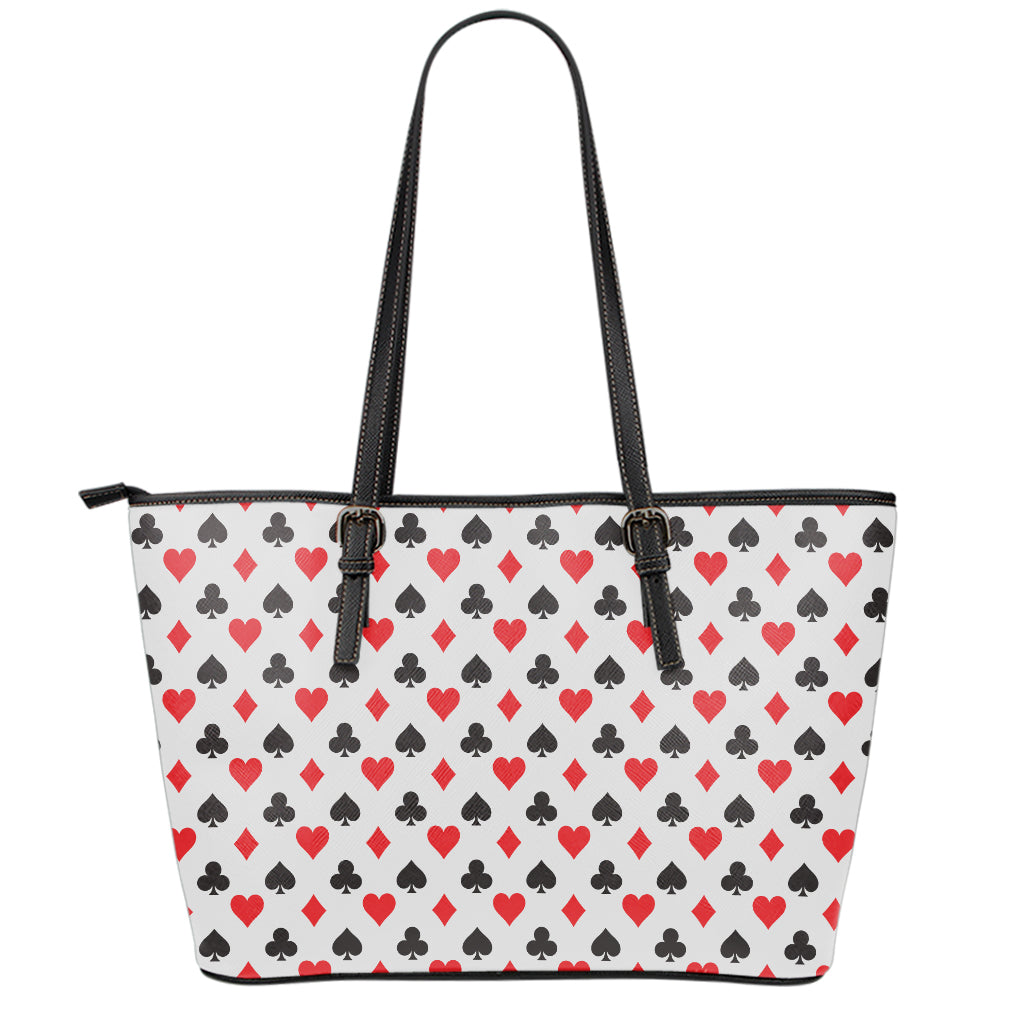 Playing Card Suits Pattern Print Leather Tote Bag