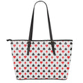 Playing Card Suits Pattern Print Leather Tote Bag With Zipper