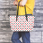 Playing Card Suits Pattern Print Leather Tote Bag