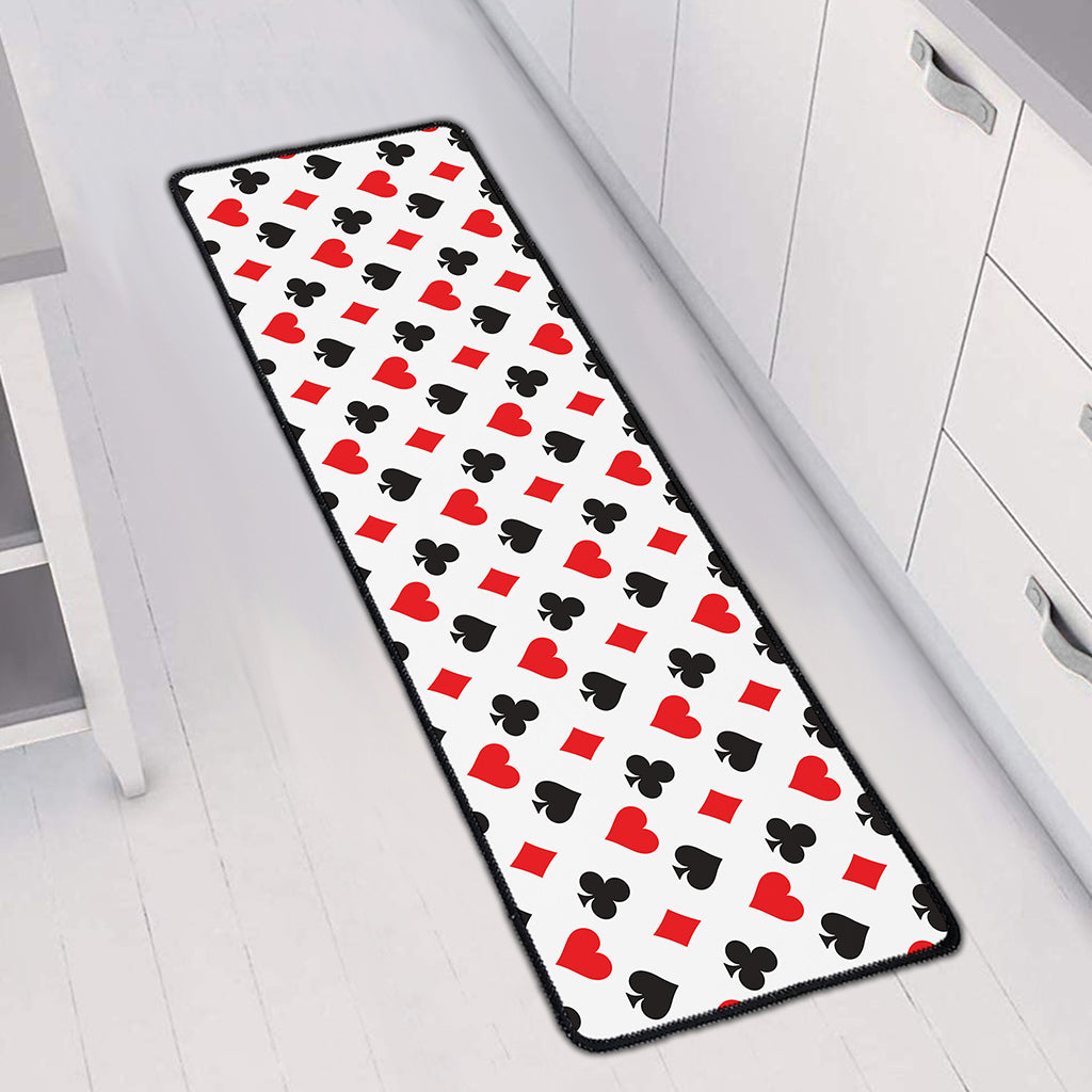 Playing Card Suits Pattern Print Long Kitchen Mat