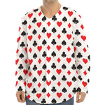 Playing Card Suits Pattern Print Long Sleeve Baseball Jersey