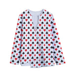 Playing Card Suits Pattern Print Long Sleeve Short Coat