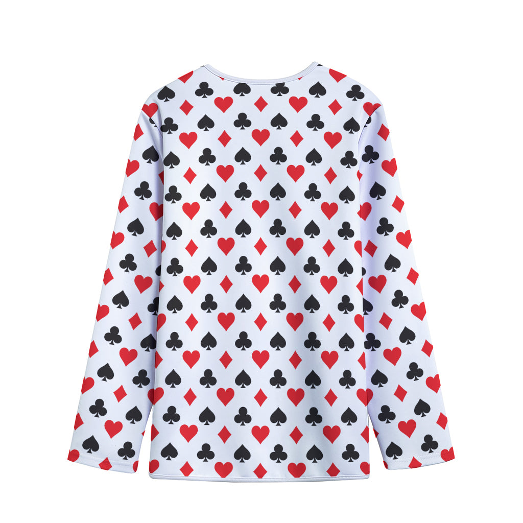 Playing Card Suits Pattern Print Long Sleeve Short Coat
