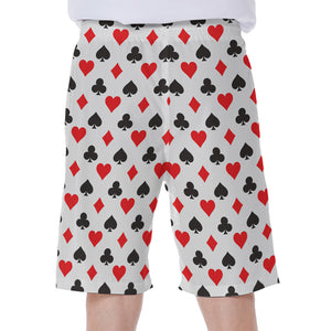 Playing Card Suits Pattern Print Men's Beach Shorts