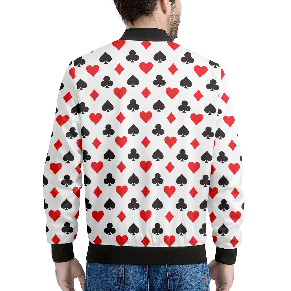 Playing Card Suits Pattern Print Men's Bomber Jacket