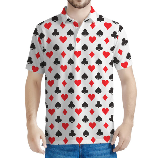 Playing Card Suits Pattern Print Men's Polo Shirt