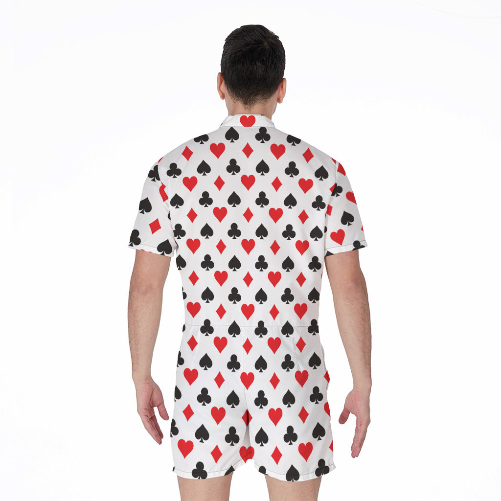 Playing Card Suits Pattern Print Men's Rompers